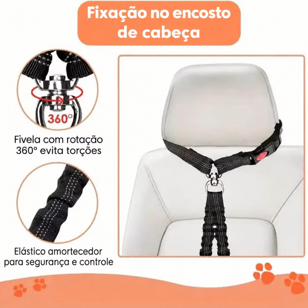 Coleira de Segurança para Pets — Cinto Automotivo Ajustável para Cães e Gatos