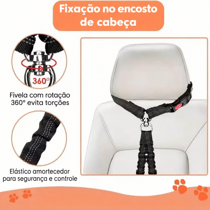 Coleira de Segurança para Pets — Cinto Automotivo Ajustável para Cães e Gatos