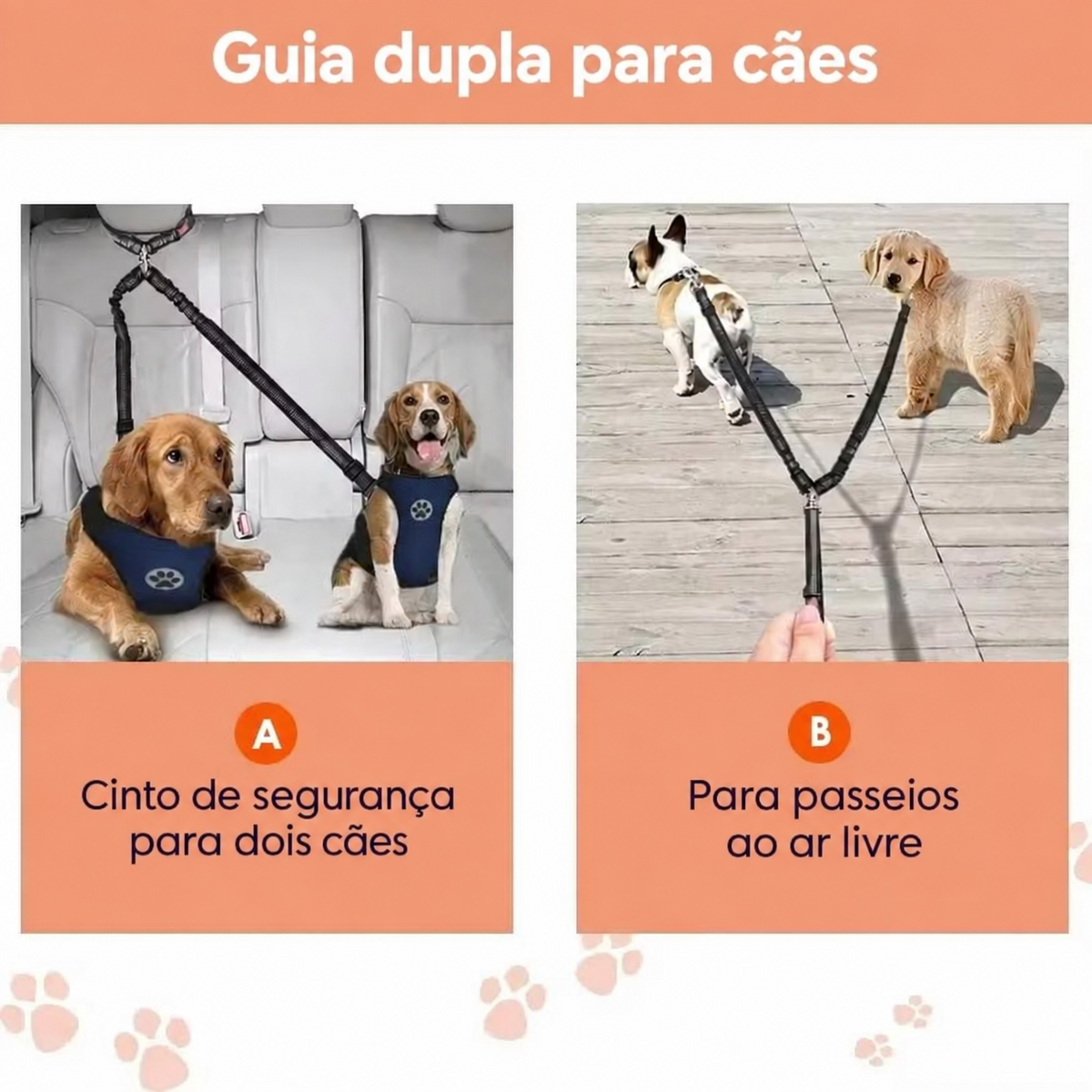 Coleira de Segurança para Pets — Cinto Automotivo Ajustável para Cães e Gatos