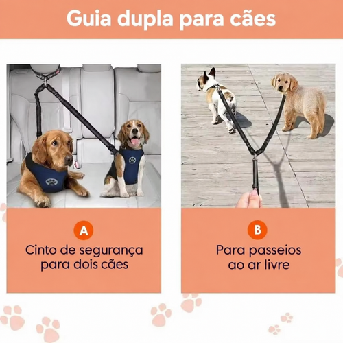 Coleira de Segurança para Pets — Cinto Automotivo Ajustável para Cães e Gatos