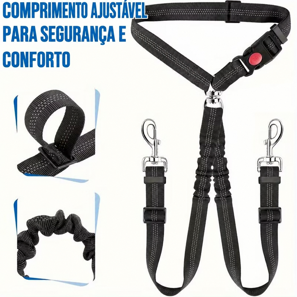 Coleira de Segurança para Pets — Cinto Automotivo Ajustável para Cães e Gatos