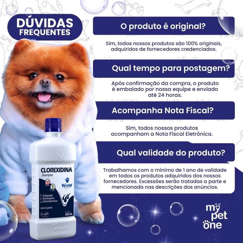 Kit 2 Shampoo World Veterinária Dug`s Clorexidina Cães e Gatos-500mL