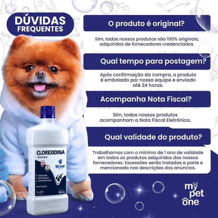 Kit 2 Shampoo World Veterinária Dug`s Clorexidina Cães e Gatos-500mL