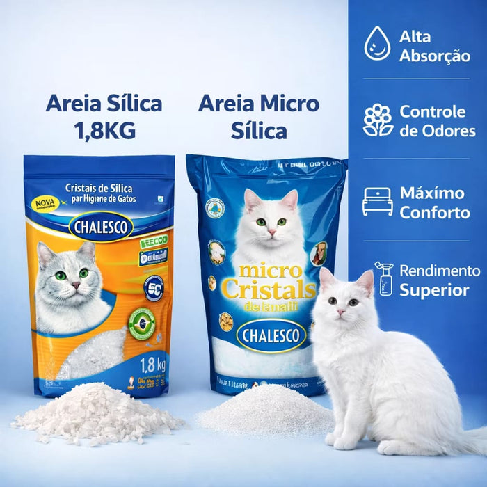 Areia Higiênica Chalesco Cristais de Sílica Grossa 1,8kg