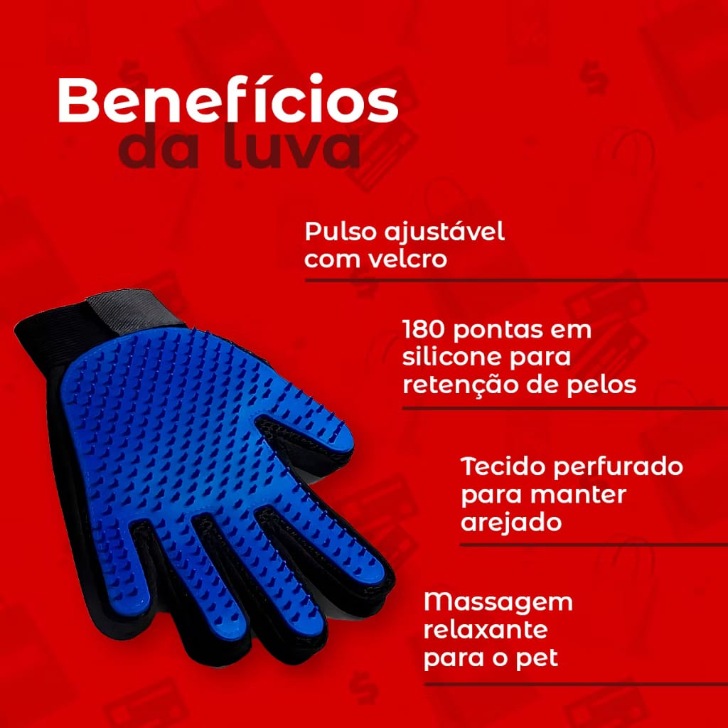 Kit Banho Pet 3 em 1 — Luva Tira Pelos + Escova com Dispenser + Rasqueadeira