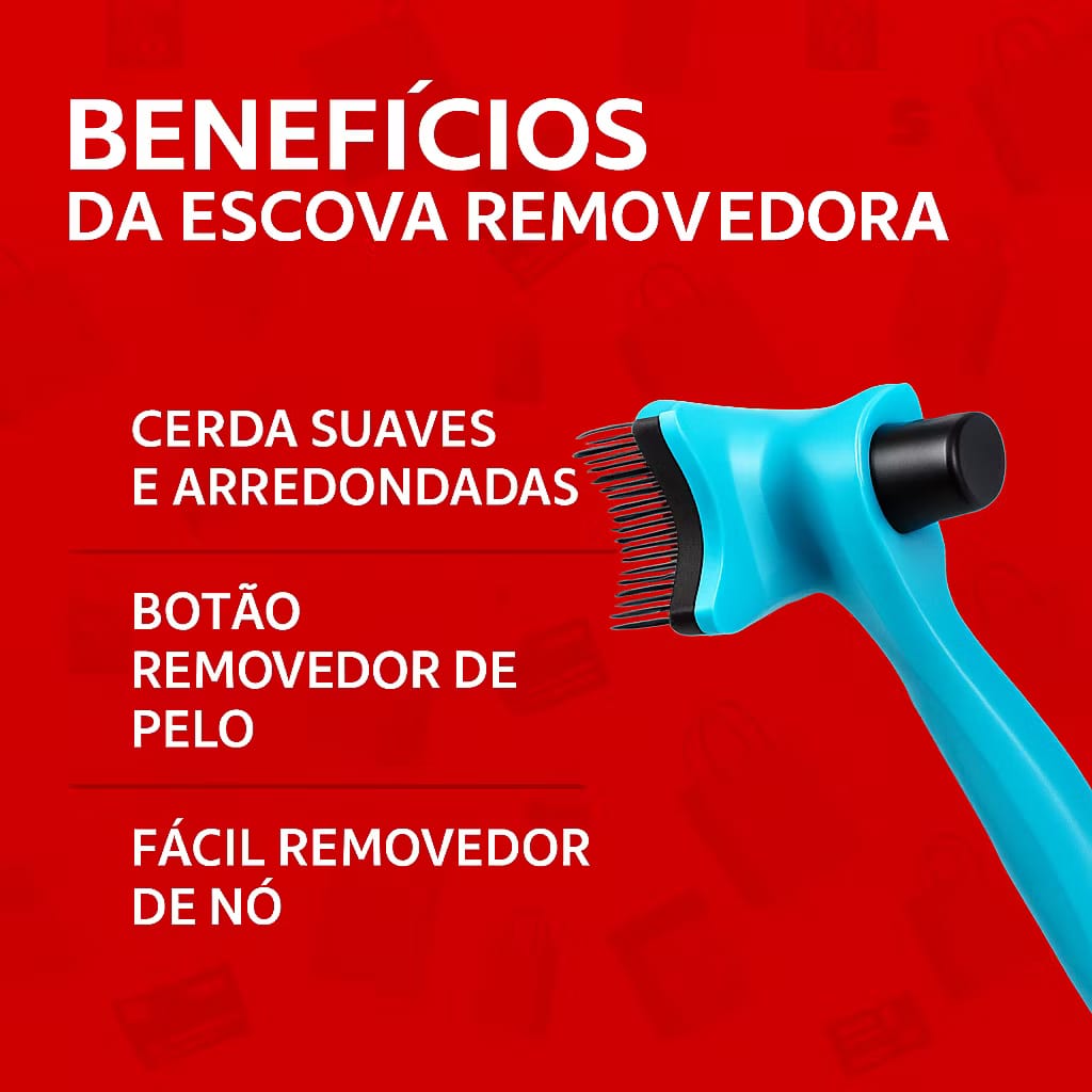 Kit Banho Pet 3 em 1 — Luva Tira Pelos + Escova com Dispenser + Rasqueadeira