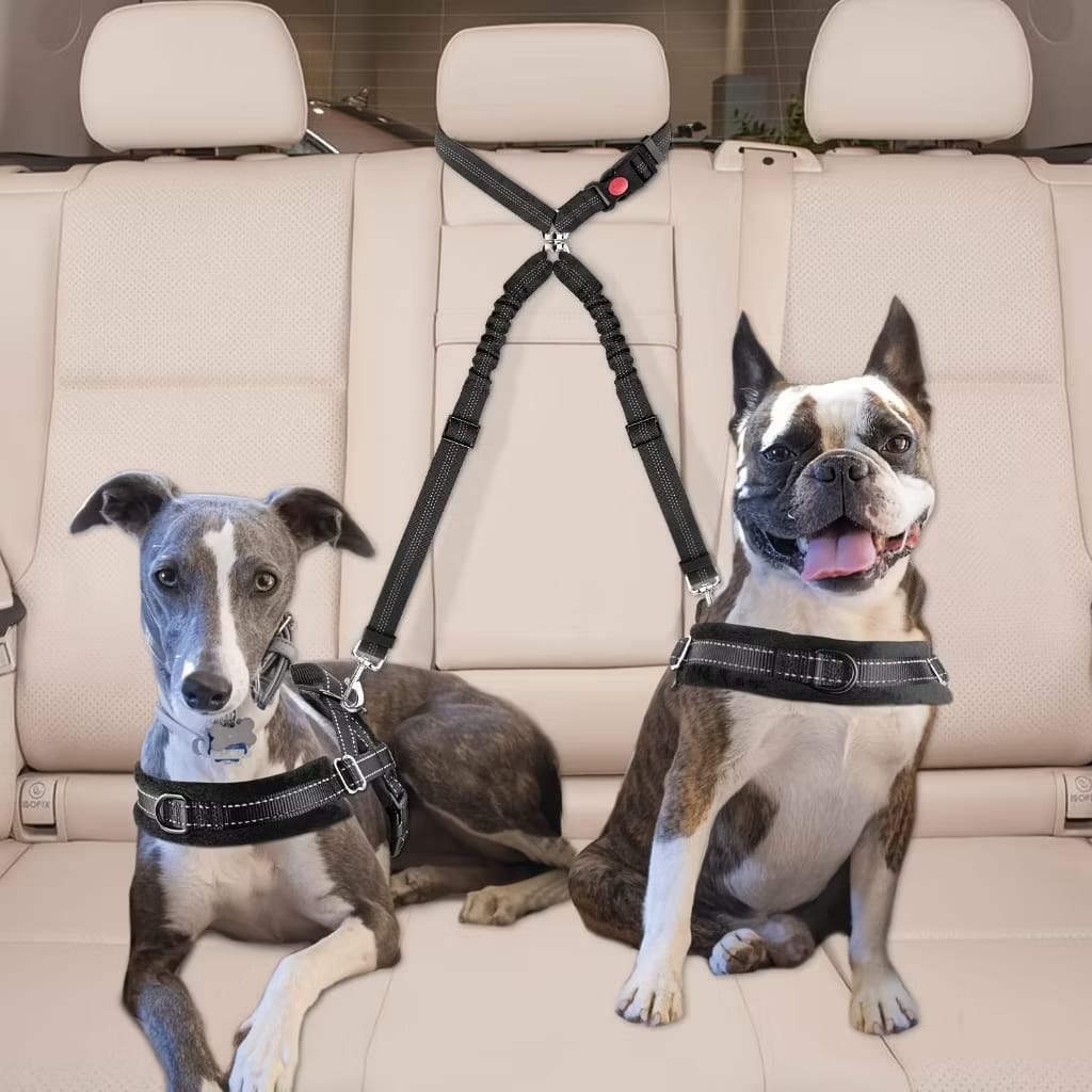 Coleira de Segurança para Pets — Cinto Automotivo Ajustável para Cães e Gatos