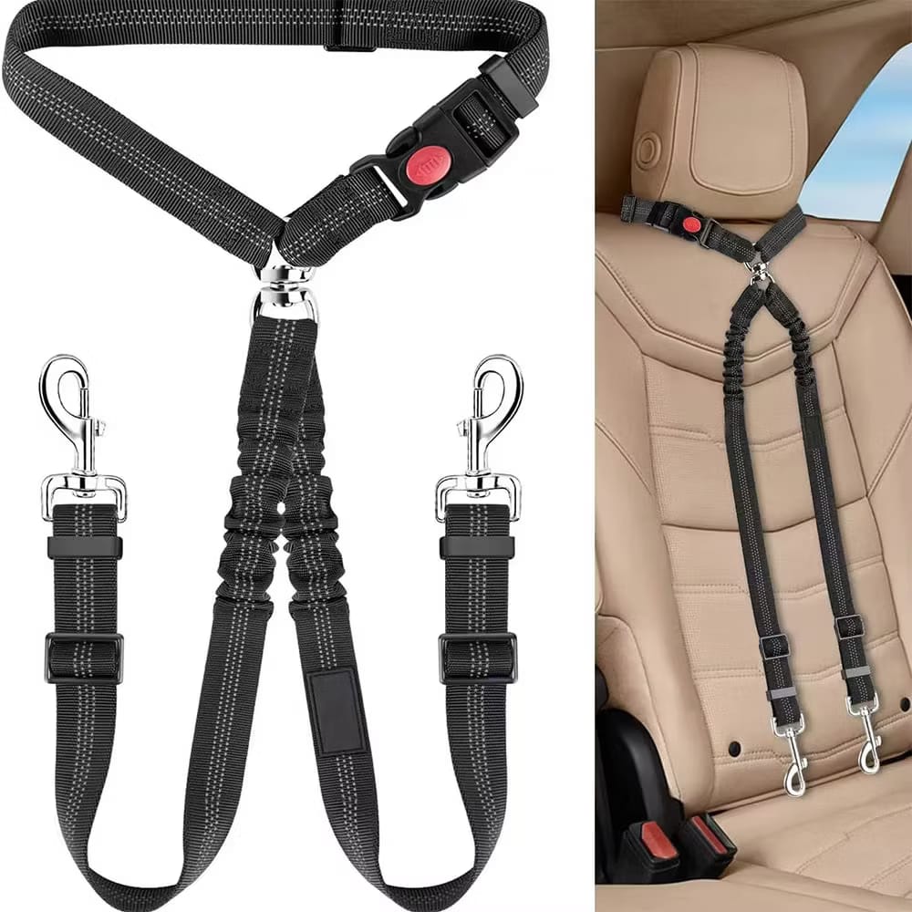 Coleira de Segurança para Pets — Cinto Automotivo Ajustável para Cães e Gatos